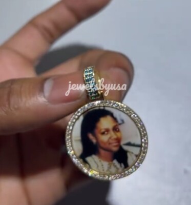 Pre-owned Nsg Custom Memory Picture 2.5ct Natural Moissanite Pendant Fre Rope Chain 925 Silver In White