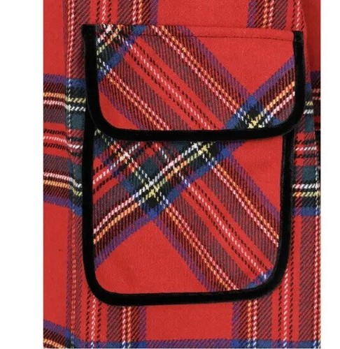 Pre-owned Hell Bunny Red A-line Swing Coat Stanley Plaid Coat