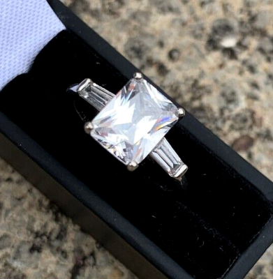 Sterling silver cz engagement rings sale