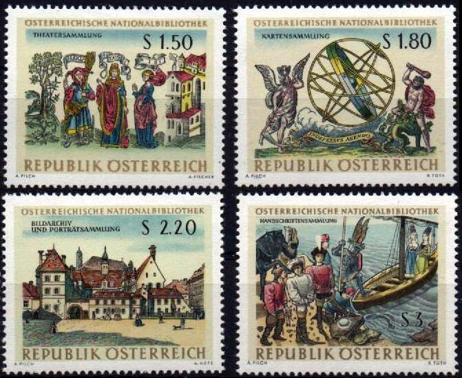 Autriche Austria ÃSterreich 1054 Ã  1057 ** Mnh BibliothÃ¨Que De Vienne 1966