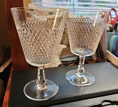 Royal Diamond by Fine Arts 6 3/8  Crystal Water Goblets Wine Glasses Set of 2