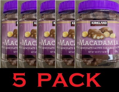 KIRKLAND Signature Milk Chocolate Salted Caramel MACADAMIA Clusters 32 oz 5 PACK