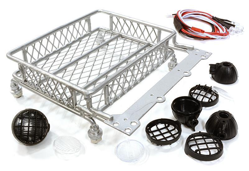 V2 Realistic 1/10 Scale Metal Luggage Tray 112x106mm with 4 LED Spot Light Set - Picture 1 of 1