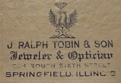 J Ralph Tobin & Son Jeweler & Optician Antique Box Springfield Illinois