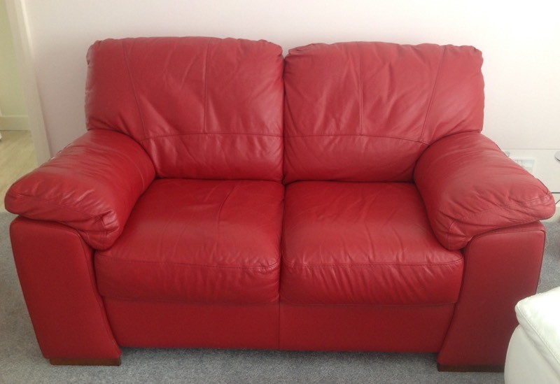 TWO SEATER RED LEATHER SOFA. in Troon, South Ayrshire Gumtree