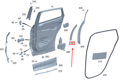 MERCEDES-BENZ GLA H247 Rear Left Door Cover Strip A24773009049999 