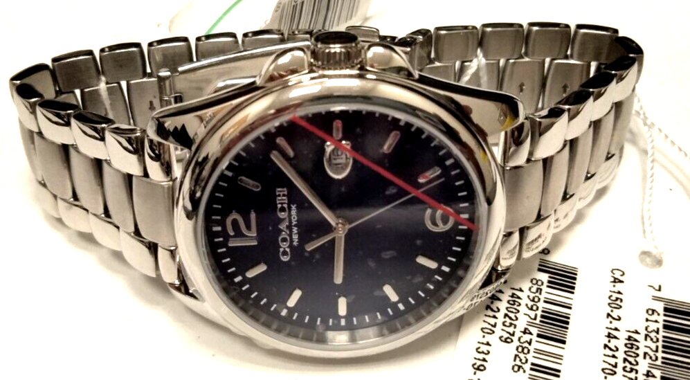 Pre-owned Coach Ny Blue Dial Wr 3 Bar Men Japan Movt Watch