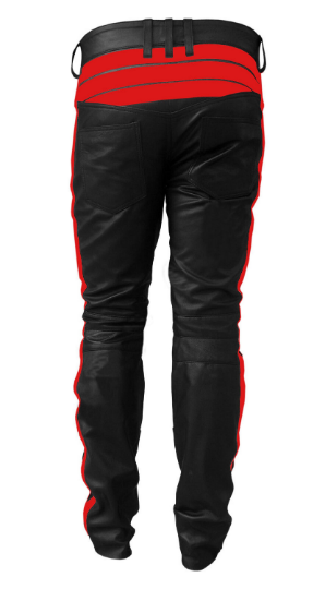 Mens Genuine Leather Pants Black Bikers Pant with Zipper Closure Motorcycle Pant