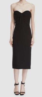 $2195 Brandon Maxwell Women's Black Silk Halter Bustier Sheath Dress Size 2