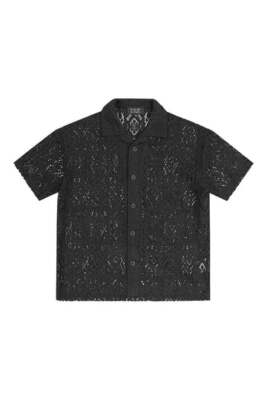FXN Men's Casual Essential Versatile Crochet Knit Pattern Sweater Shirt 23-0321