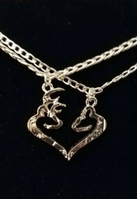 Buck and sales doe heart necklace