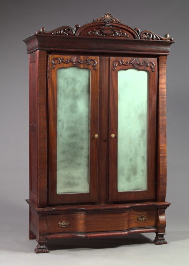 ANTIQUE MAHOGANY TWO DOOR ARMOIRE