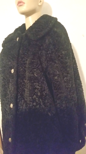 Stunning vintage 60s 70s Black faux Persian Lamb coat plus size XXL
