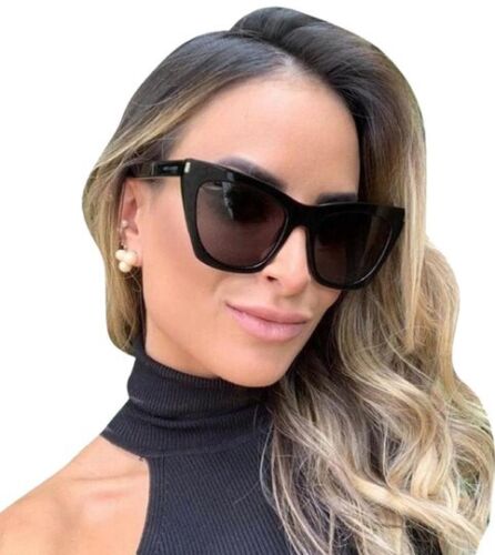 Pre-owned Saint Laurent Kate Sl 214 001 Black Dark Grey Lens Cat Eye Women Sunglasses In Gray