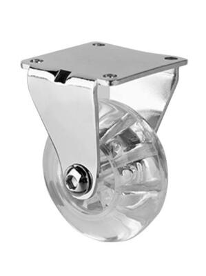 Bockrolle 35 mm Polyurethan transparent "Emma Cromo"