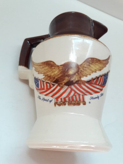 Vintage McCoy #335 Spirit Of '76 Carved Wooden Eagle Miniature Pottery Pitcher *