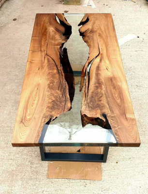 Live edge wood table with epoxy deals