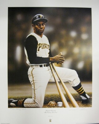 ROBERTO CLEMENTE Pittsburgh Pirates 24x30 signed & numbered lithograph print