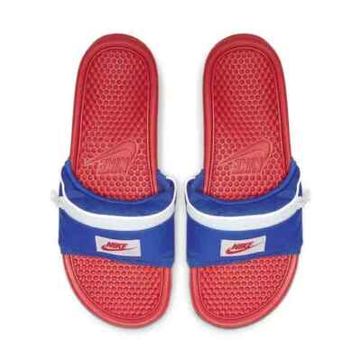NEW Nike Benassi JDI Fanny Pack Slide Crimson Royal AO1037-601 Men's Sz 5 Wmn 6