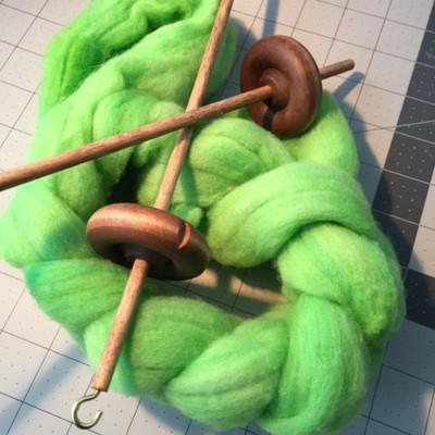 SUPER SALE SET Bottom & Top Whorl Drop Spindle Spin Yarn 11 x 2 Walnut Finish