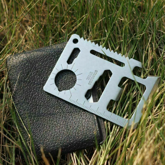 Stainless Steel Credit Card Tool 11 in 1 Multi Pocket Survival Camping Tools