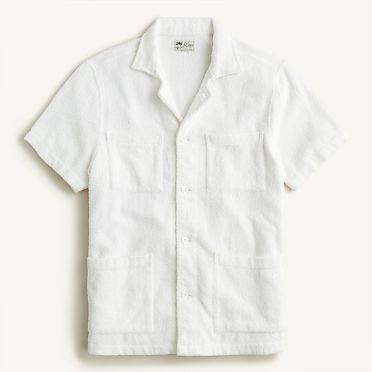 $98 NWT J. CREW WHITE XL 4 pocket Camp collar short sleeve