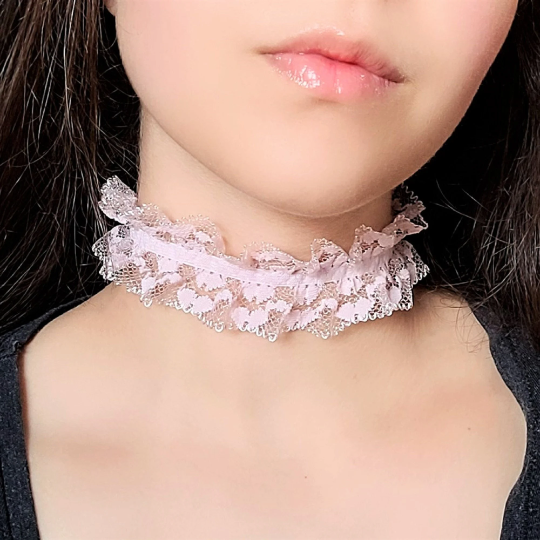 Pastel Pink Ruffle Choker Frilly Lace Sweet Lolita Jewelry