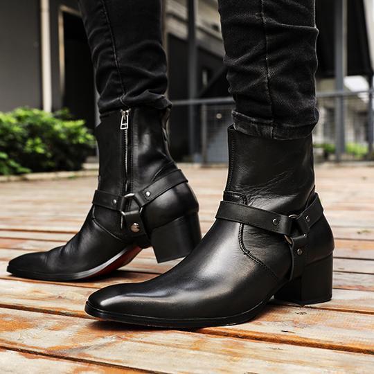 Handmade Mens Black Leather Ankle Boots, Men Ankle Designer