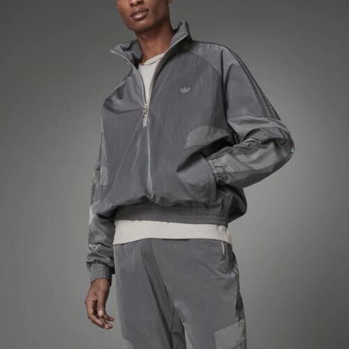 Adidas Blue Version Track Jacket Silver TT Half Zip Ripstop Adidas Blue Version Track Jacket Silver TT Half Zip Ripstop