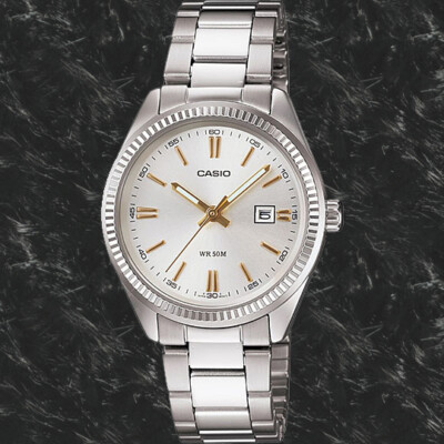 Casio LTP1302D-7A2 Ladies 50M WR Silver Watch Stainless Steel Dress Date New 