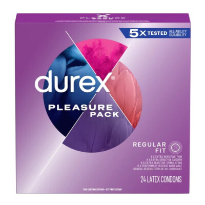 Durex Pleasure Pack Extra Sensitive Performax Sampler Condoms - 24 Pack