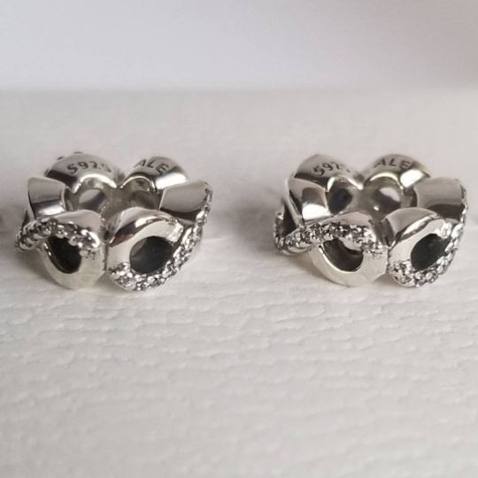 2 PANDORA Spacers Infinity Sterling Silver Love Friends with box