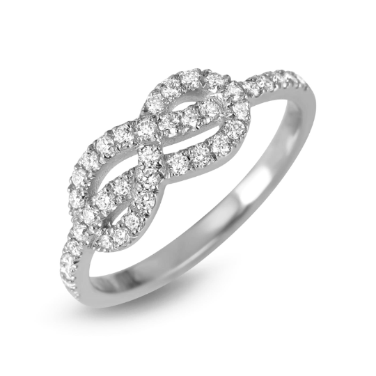 Pre-owned Handmade 18k Solid White Gold Infinity Round Cut Diamond Ring Band