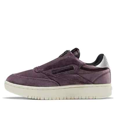 Womens Reebok Club C Double Zip Court Shoes Size 7.5 Purple Greey White FW1264