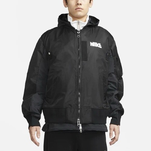 Nike X Sacai Layered Full Zip Hooded Bomber Jacket CV5732