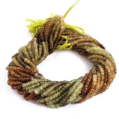 1 Strand Natural Green Grossular Garnet Faceted Rondelles -Roundelles Beads- 5mm