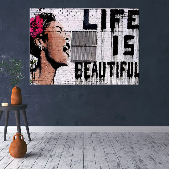 Life is Beatiful, Frida Kahlo Canvas, Street Art Banksy, Banksy