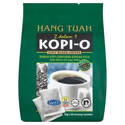 Premium Black Coffee Liberica Beans Hang Tuah Kopi-O 2-in-1 Blend (20's x 25g)