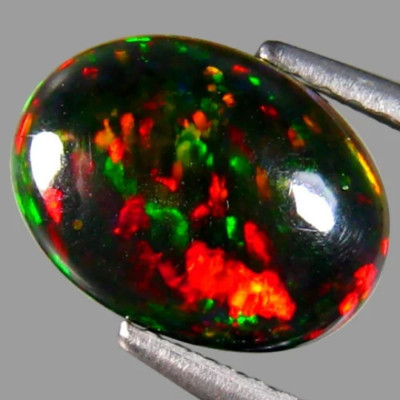 2.34Cts Natural Black Opal - Amazing Multi Color Play Sparkling - Ethiopia Mine!