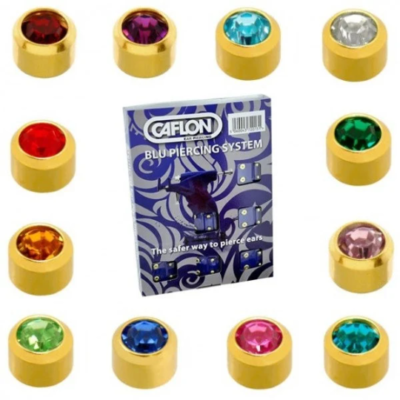 1 Dozen 12 Pairs Caflon Gold Plated Assorted Birthstone Ear