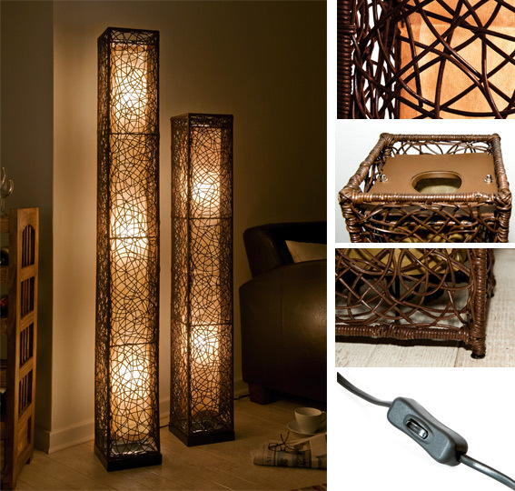 Große XL Stehlampe Stehleuchte Lampe mit Rattan, Rattanlampen in