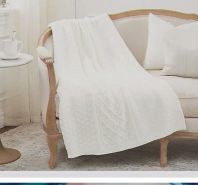 NEW Home Reflections Oversized Knit Throw CREAM 60''X70''