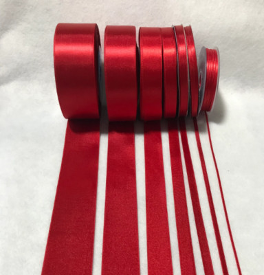 Scarlet Red Double Sided Satin Ribbon - Made in France (7 Widths to choose from)