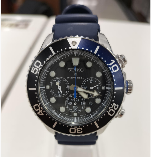 セイコー PROSPEX プロスペックス　V175-0AD0 黒・青 ベゼル SEIKO Prospex DIVER SCUBA V175-0AD0 Solar Chronograph Watch
