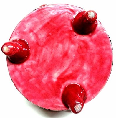 Antique Pottery Earthenware Floral Ferner, Cache Pot Bowl Sheep Handle Planter