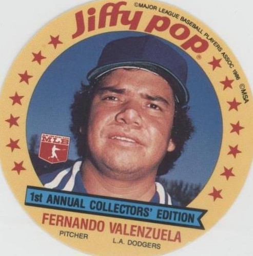 FERNANDO VALENZUELA 1987 Jiffy Pop Collector's Edition Card