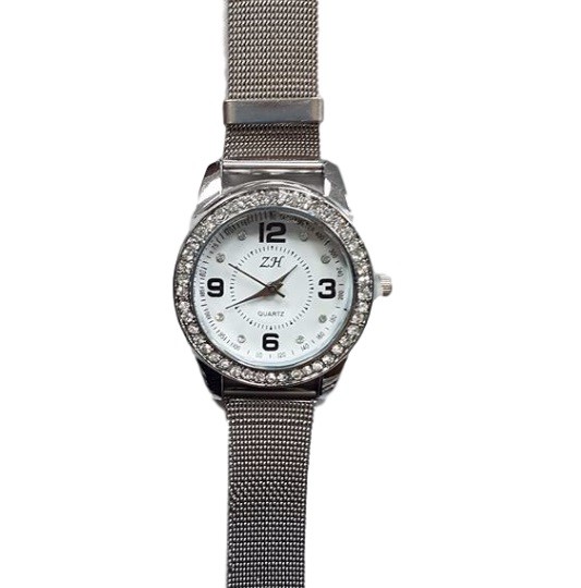 Orologio Polso ZH Donna Analogico Quarzo Moderno Fashion Brillantini Maglia lac