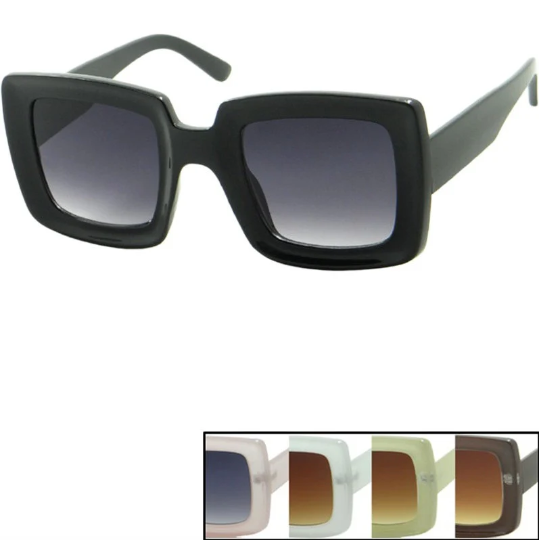 Oversized Square Flat Big Lens Womens Sunglasses Vintage Retro Jackie O 