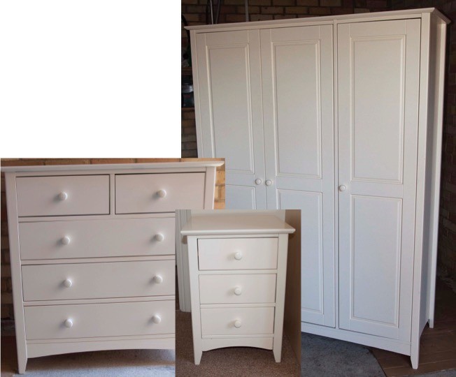 Julian Bowen Cameo Stone 3 Piece White Bedroom Furniture Set