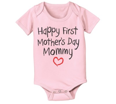 Happy First Mothers Day Mommy Cutenewbornnewbabygiftoutfit Pink Baby One Piece
